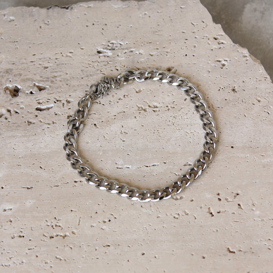 Pulsera Cadena Gruesa Plateada