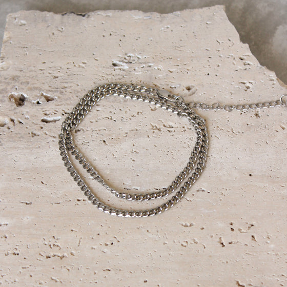 Pulsera Cadena Doble Plateada