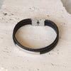 Pulsera Doble Cuero Negra