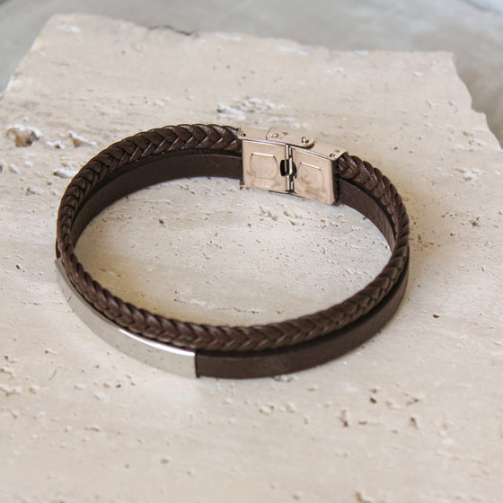Pulsera Doble Cuero Café