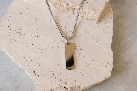Collar Colgante Rectangular Plano Plateado