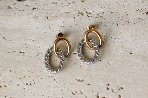 Aretes Doble Aro dos Tonos