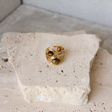  Anillo Irregular Triple Piedra Natural Café