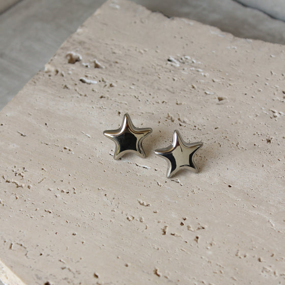 Aretes Estrella Chunky Plateada