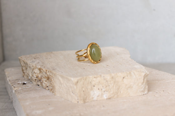 Anillo Triple Piedra Verde