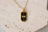 Collar Medalla Rectangular Evil Eye Negro