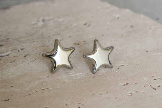 Aretes Estrella Chunky Plateada