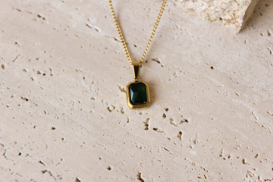 Collar Colgante Circonia Cuadrada Verde