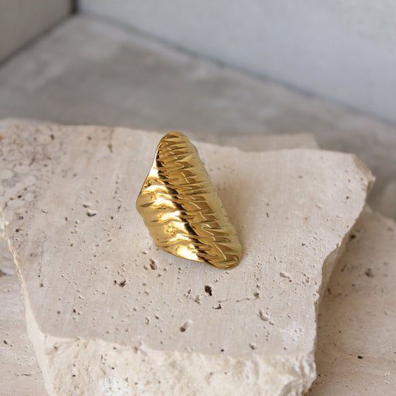 Anillo Grande Textura Dorado