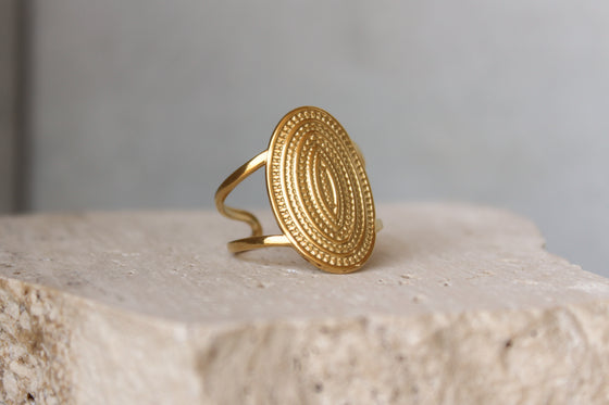 Anillo Medalla Redonda con Textura