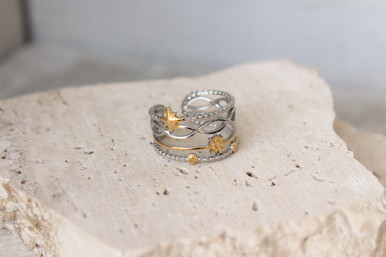 Anillo Triple Starmoon Dos Tonos