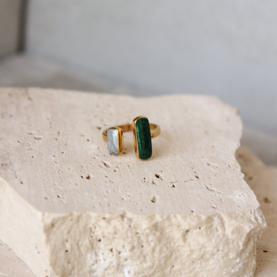 Anillo Abierto Dos Piedras