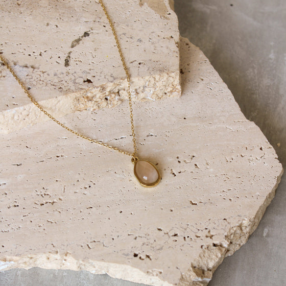 Collar Colgante Piedra Rosa Natural