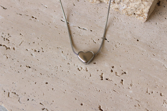Collar Corazón Plateado Chunky