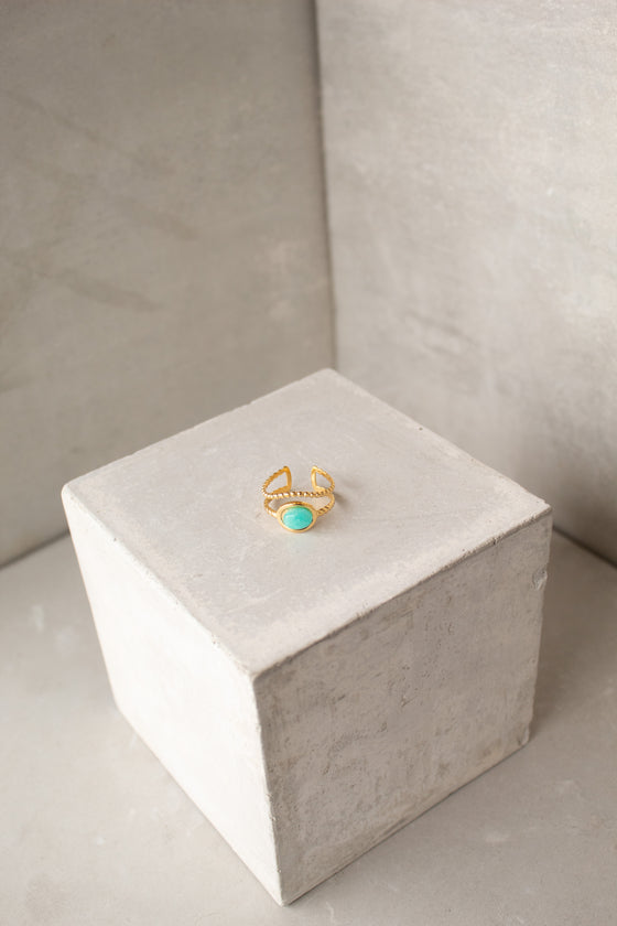 Anillo Doble con Piedra Aqua