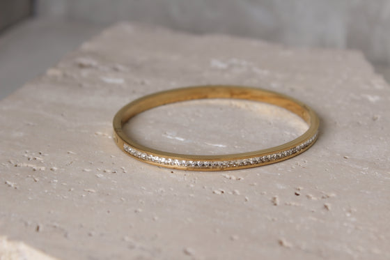 Pulsera Dorada Rígida Circonias