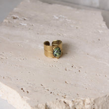  Anillo Irregular Grueso Piedra Natural Verde