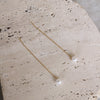 Aretes Largos Delgados Con Perla