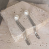 Aretes Súper Largos Perla y Tiras