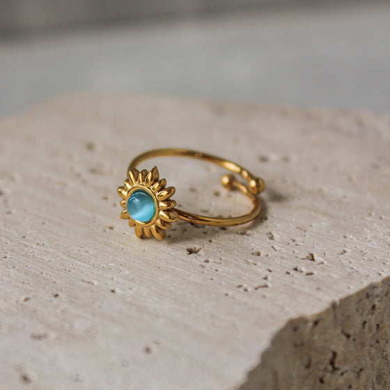 Anillo Sol Piedra Celeste