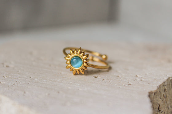 Anillo Sol Piedra Celeste