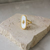 Anillo Doble Piedra Ovalada Blanca