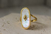 Anillo Doble Piedra Ovalada Blanca