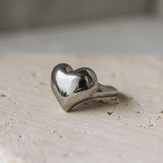 Anillo Corazón Liso Plateado
