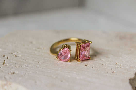 Anillo Dos Circonias Rosas