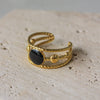 Anillo Triple Irregular Piedra Negra