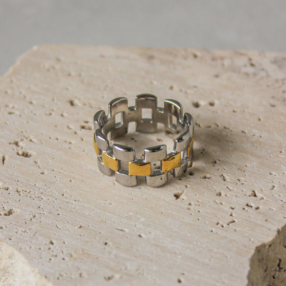 Anillo Cadena Dos Tonos