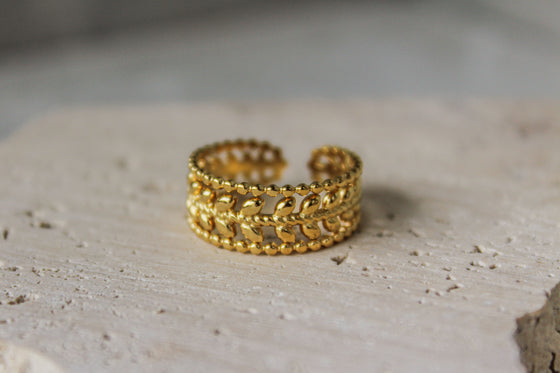 Anillo Grueso Arrow y Beads