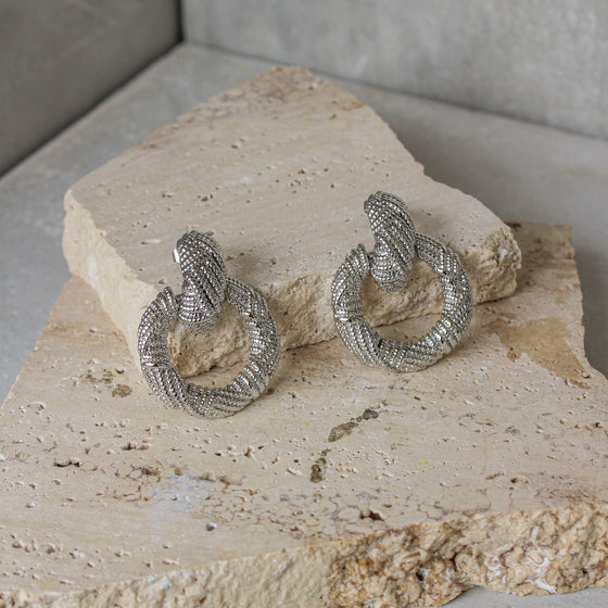 Aretes Eslabón Textura Plateados
