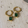 Arracadas Circonia Colgante Rectangular Verde