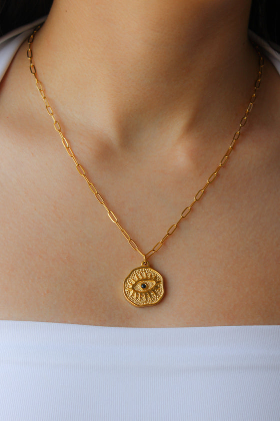 Collar Medalla Irregular Evil Eye