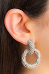 Aretes Eslabón Textura Plateados