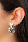 Aretes Dos Corazones Plateados