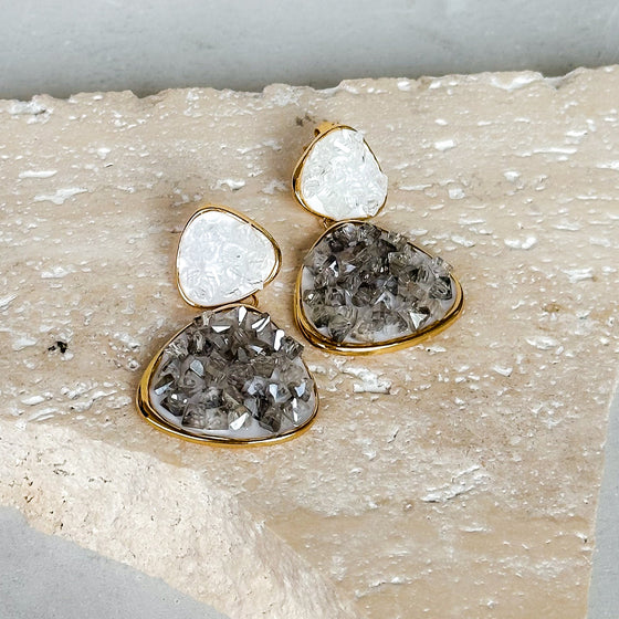 Aretes Largos Piedras Brillosas