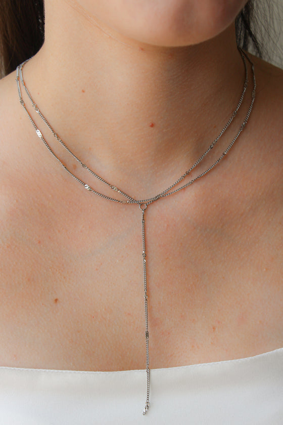 Collar Doble Delicado Plateado