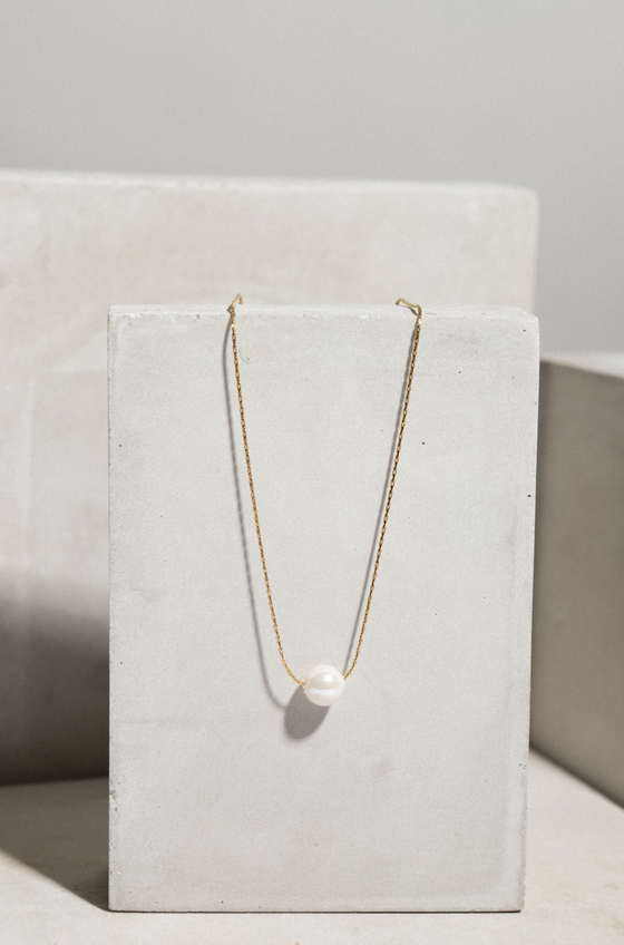 Collar De Oro Rosa Con Perla